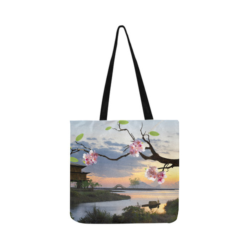 Cherry Blossom Sakura Floral Sunset Reusable Shopping Bag Model 1660 (Two sides)