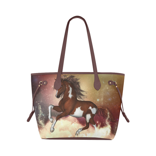 Wonderful wild horse in the sky Clover Canvas Tote Bag (Model 1661)