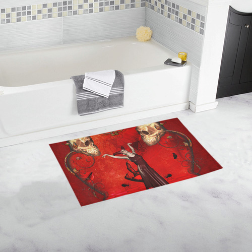 Fantasy women with skulls Bath Rug 16''x 28''