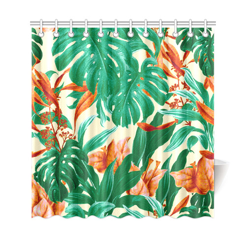 Tropical Jungle Leaves Floral Shower Curtain 69"x72"