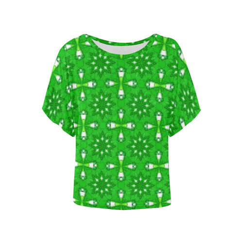 Green Star Women's Batwing-Sleeved Blouse T shirt (Model T44)