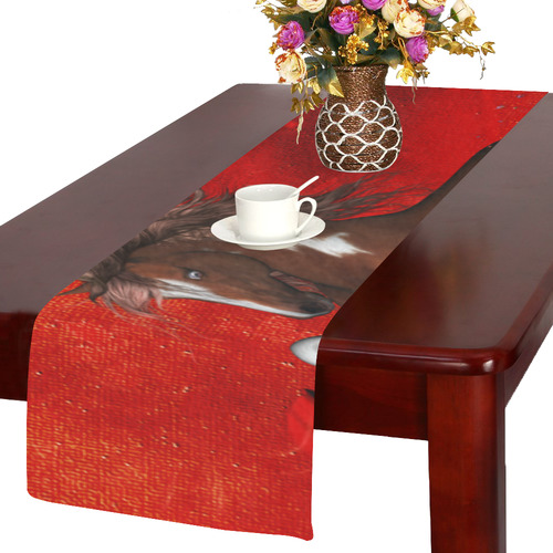 Wild horse on red background Table Runner 14x72 inch