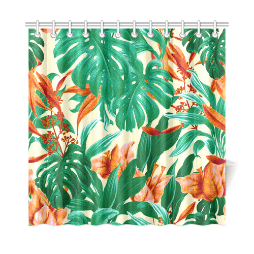 Tropical Jungle Leaves Floral Shower Curtain 72"x72"