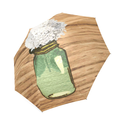 Floral Green Mason Jar White Hydrangea Foldable Umbrella (Model U01)