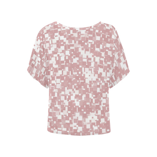Bridal Rose Pixels Women's Batwing-Sleeved Blouse T shirt (Model T44)