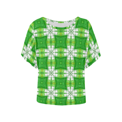 Spring Green Women's Batwing-Sleeved Blouse T shirt (Model T44)