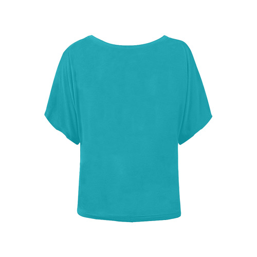 Peacock Blue Women's Batwing-Sleeved Blouse T shirt (Model T44)