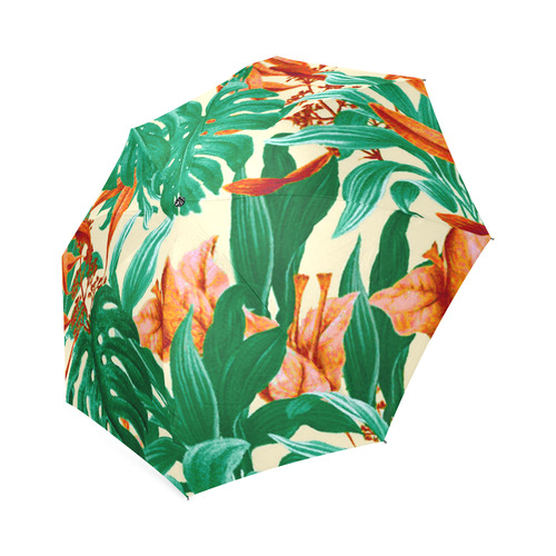 Tropical Jungle Leaves Floral Foldable Umbrella (Model U01)
