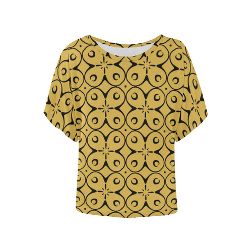My Lucky Day Spicy Mustard Women's Batwing-Sleeved Blouse T shirt (Model T44)