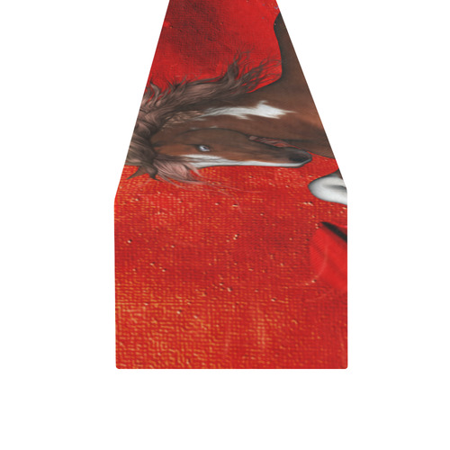 Wild horse on red background Table Runner 16x72 inch