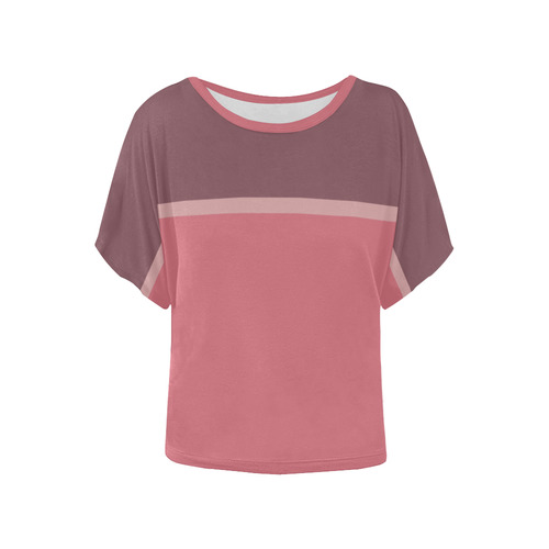 Shades of Rose Women's Batwing-Sleeved Blouse T shirt (Model T44)