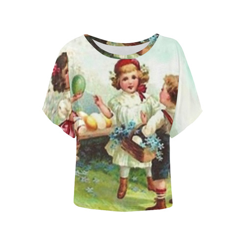 Easter Party Women's Batwing-Sleeved Blouse T shirt (Model T44)