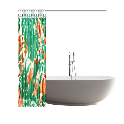 Tropical Jungle Leaves Floral Shower Curtain 69"x70"