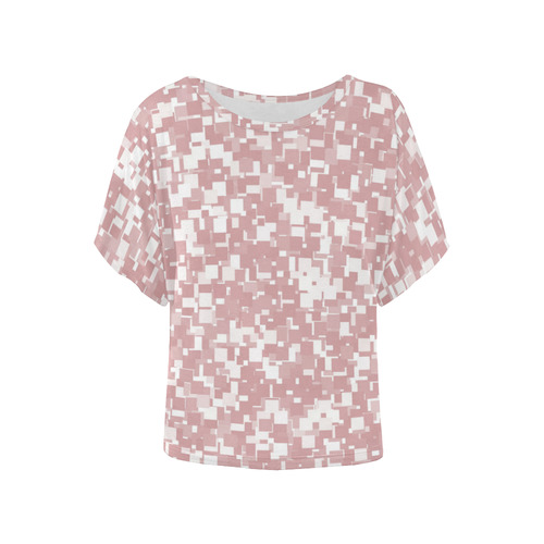 Bridal Rose Pixels Women's Batwing-Sleeved Blouse T shirt (Model T44)