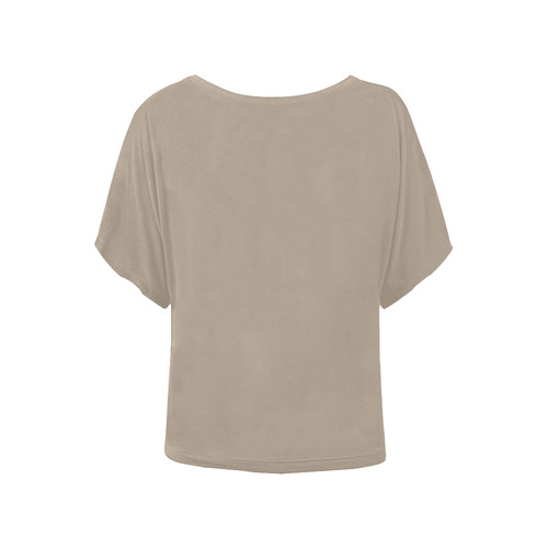 Champagne Beige Women's Batwing-Sleeved Blouse T shirt (Model T44)
