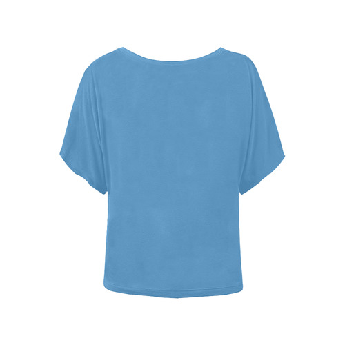 Azure Blue Women's Batwing-Sleeved Blouse T shirt (Model T44)