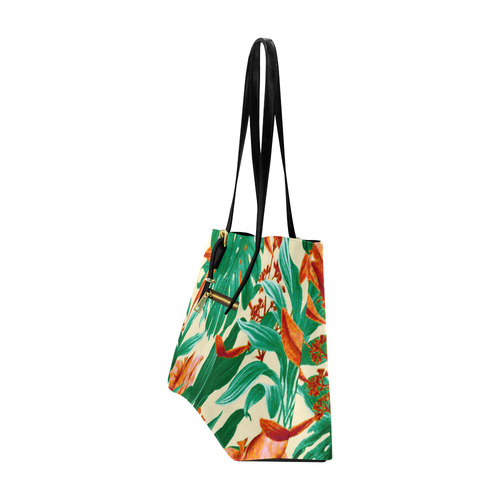 Tropical Jungle Leaves Floral Euramerican Tote Bag/Large (Model 1656)