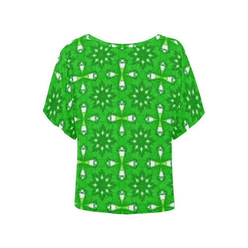 Green Star Women's Batwing-Sleeved Blouse T shirt (Model T44)