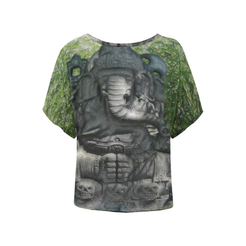 The Great God Ganesha Women's Batwing-Sleeved Blouse T shirt (Model T44)