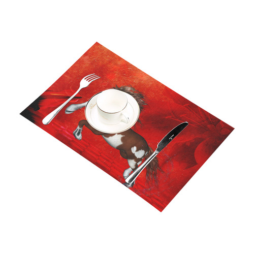 Wild horse on red background Placemat 12’’ x 18’’ (Set of 2)