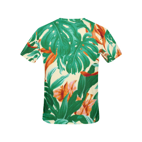 Tropical Jungle Leaves Floral All Over Print T-Shirt for Women (USA Size) (Model T40)
