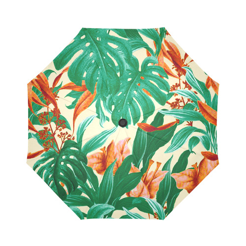 Tropical Jungle Leaves Floral Auto-Foldable Umbrella (Model U04)
