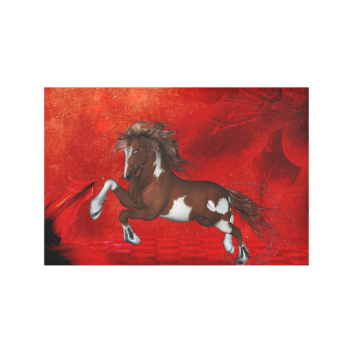 Wild horse on red background Placemat 12’’ x 18’’ (Set of 2)