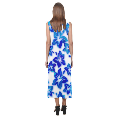 blue hibiscus Phaedra Sleeveless Open Fork Long Dress (Model D08)