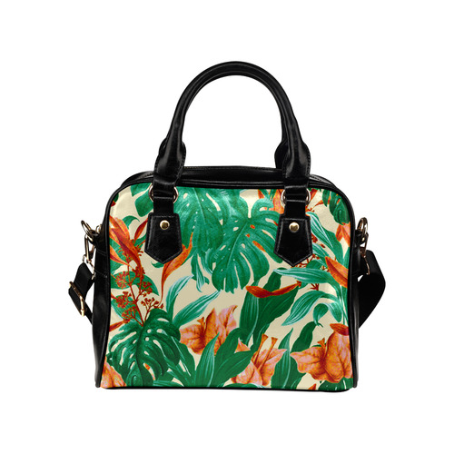 Tropical Jungle Leaves Floral Shoulder Handbag (Model 1634)
