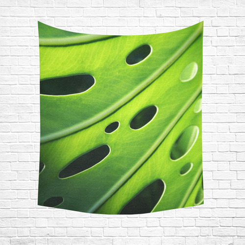 Tropical Monstera Leaf Cotton Linen Wall Tapestry 51"x 60"