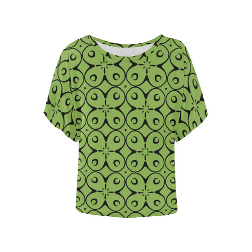 My Lucky Day Greenery Women's Batwing-Sleeved Blouse T shirt (Model T44)