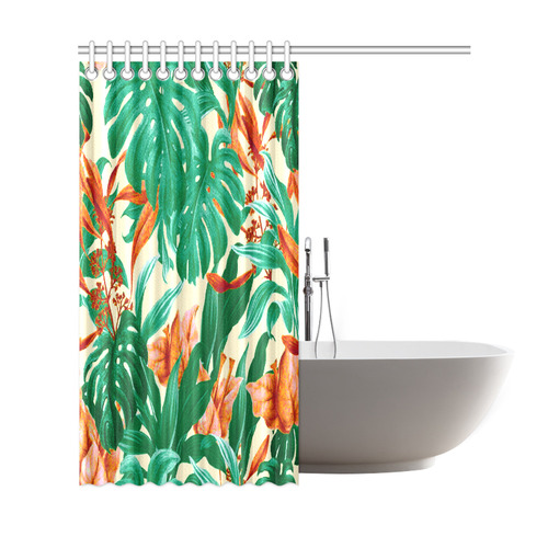 Tropical Jungle Leaves Floral Shower Curtain 69"x72"