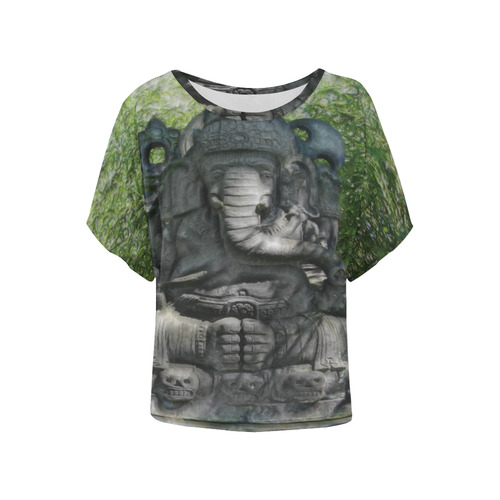 The Great God Ganesha Women's Batwing-Sleeved Blouse T shirt (Model T44)