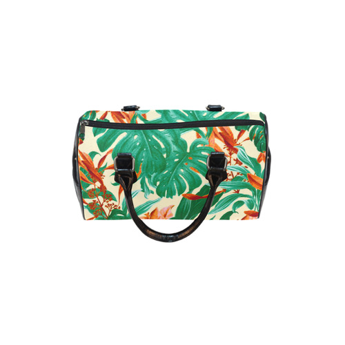 Tropical Jungle Leaves Floral Boston Handbag (Model 1621)