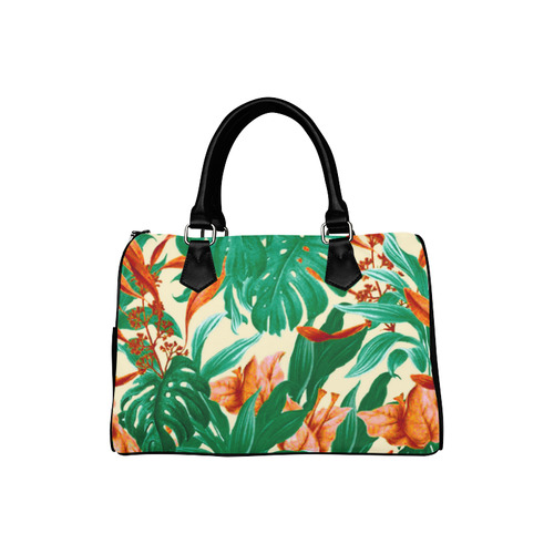 Tropical Jungle Leaves Floral Boston Handbag (Model 1621)