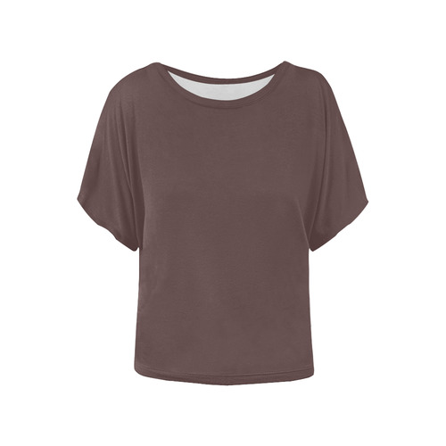 Deep Mahogany Women's Batwing-Sleeved Blouse T shirt (Model T44)