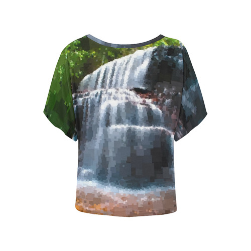 Pixel Waterfall Women's Batwing-Sleeved Blouse T shirt (Model T44)