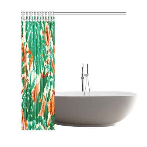 Tropical Jungle Leaves Floral Shower Curtain 69"x72"