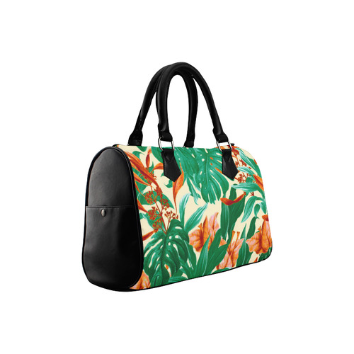 Tropical Jungle Leaves Floral Boston Handbag (Model 1621)