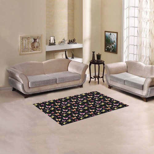 Watercolor Butterflies Black Edition Area Rug 2'7"x 1'8‘’