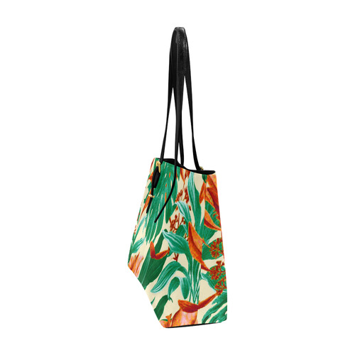 Tropical Jungle Leaves Floral Euramerican Tote Bag/Large (Model 1656)