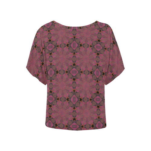Rose Geometric Women's Batwing-Sleeved Blouse T shirt (Model T44)
