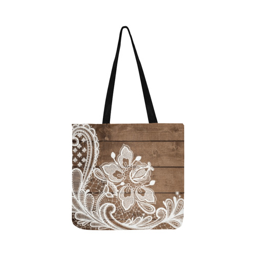 Floral White Lace Old Barn Rustic Reusable Shopping Bag Model 1660 (Two sides)