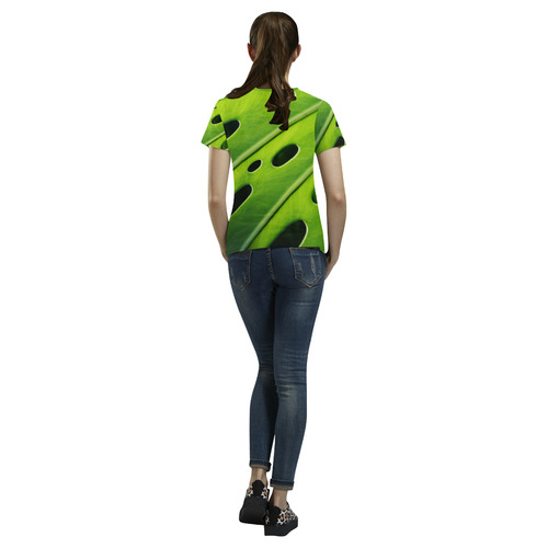 Tropical Monstera Leaf All Over Print T-Shirt for Women (USA Size) (Model T40)