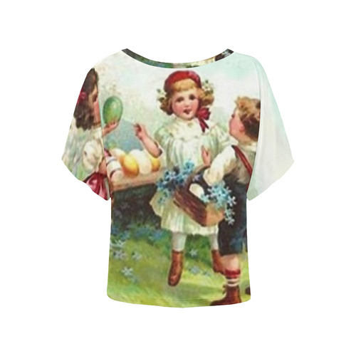 Easter Party Women's Batwing-Sleeved Blouse T shirt (Model T44)