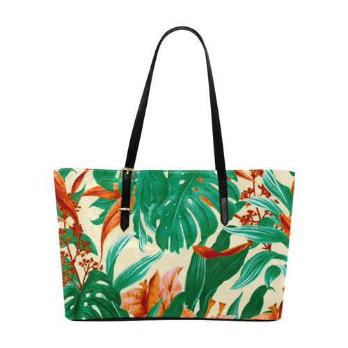 Tropical Jungle Leaves Floral Euramerican Tote Bag/Large (Model 1656)