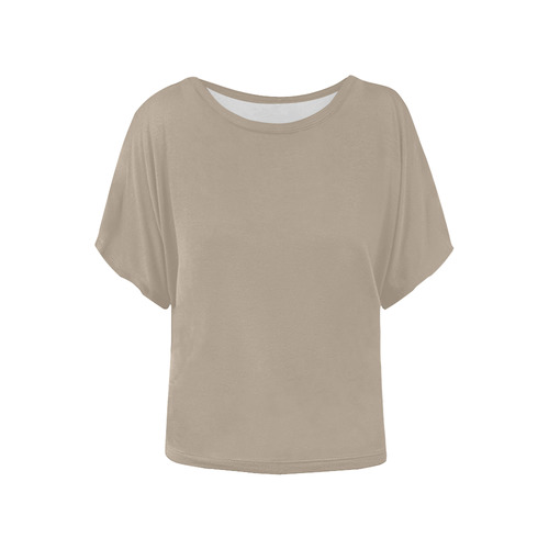 Champagne Beige Women's Batwing-Sleeved Blouse T shirt (Model T44)