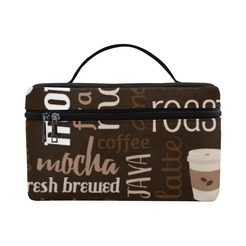 Brown, Chocolate, Coffee, Cappuccino, Latte, Words Pattern. Cosmetic Bag/Large (Model 1658)