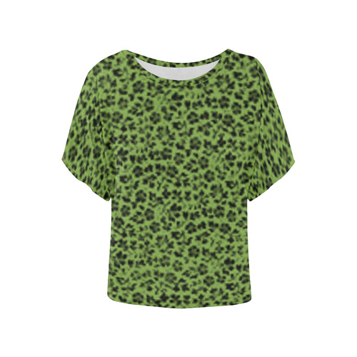 Greenery Vintage Flowers Women's Batwing-Sleeved Blouse T shirt (Model T44)