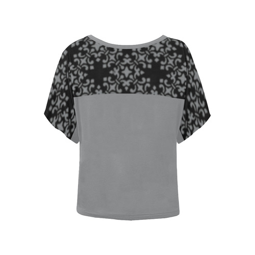 Sharkskin Damask Women's Batwing-Sleeved Blouse T shirt (Model T44)